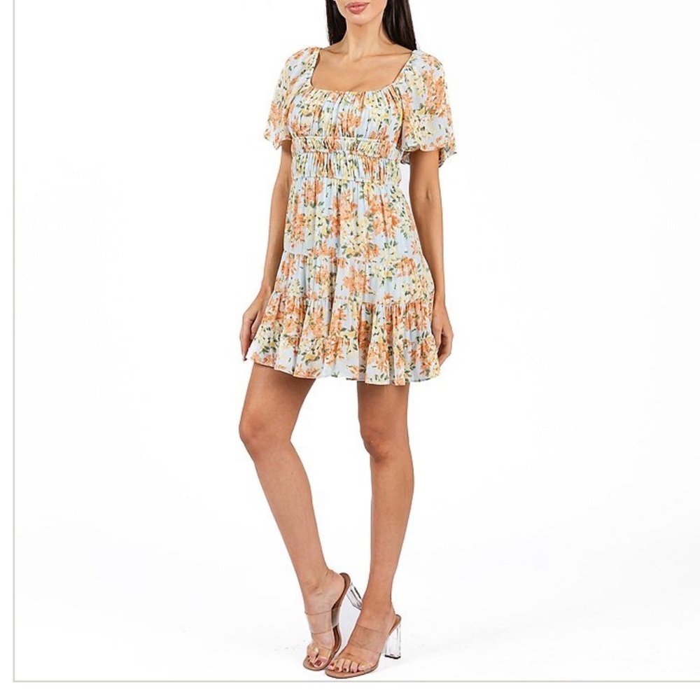 B. Smart NWT Light Blue Floral Sleeveless Mini Dress Juniors Size 13 - Picture 1 of 9